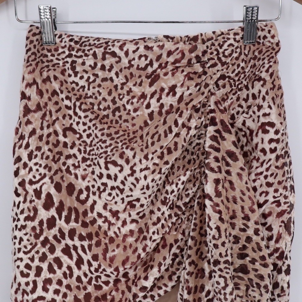 Naked Wardrobe Leopard Print Velvet Draped Ruffle Mini Skirt Medium - Picture 3 of 6